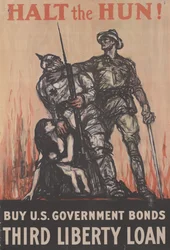 Stopp Hunen! Kjøp amerikanske statsobligasjoner, Third Liberty Loan, ca. 1918 (farge litho)