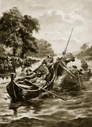 Vannvipping, illustrasjon fra 'Hutchinson's Story of the British Nation', ca. 1920