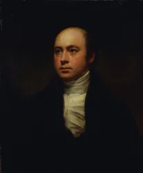 Portrett av Sir Francis Chantrey, i mørk jakke og hvit halsduk