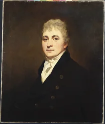 Portrett av Thomas Bissland, halvfigur, iført svart frakk og hvitt halsbind