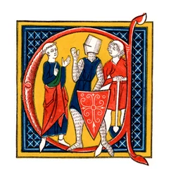 Opprinnelig bokstav C, tidlig på 1300-tallet, 1843.