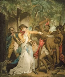 The Settling Family Attacked by Savages, gravert av George Keating (1762-1842) (akvatint)