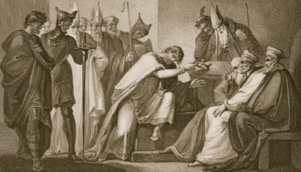 Edward II fratrer sin krone, gravert av Schiavonelli, illustrasjon fra David Humes 