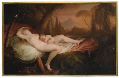 Venus og Amor i et skogslandskap