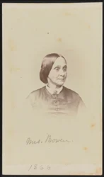 Carte-de-visite-portrett av Mrs. Bowen, 1866.