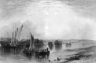 Chatham, Kent, publisert i Findens 'Ports and Harbours', gravert av E. Finden, 1842