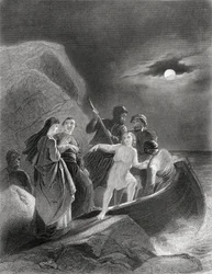 Flukten fra Irland til Gerald Fitzgerald i 1539, fra 'The History of Ireland' av Thomas Wright, utgitt ca. 1854