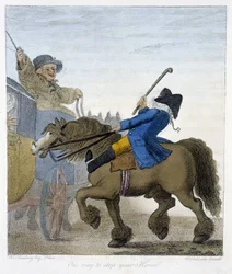 Meway to stop your horse - in "" engelske tegneserier om ridemanerer"", ill. av H.W. Bunbury, red. John Stockdale