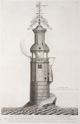 Eddystone Lighthouse gravert av Henry Roberts (fl.1761), 1761