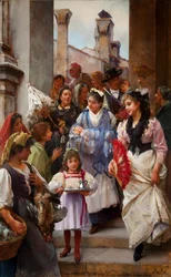 En venetiansk dåpsfest, 1896 olje på lerret