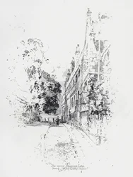Den smale Brasenose Lane, Oxford, som viser All Souls