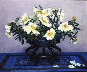 Angelico, gule roser i en vase