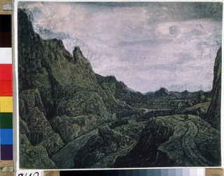Steinete dal med vei. Tegning av Hercules Pietersz Seghers (eller Segers