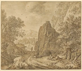 Fjelllandskap med figurer