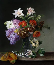 Stilleben av blomster. Maleri av Hermania Neergaard (1799–1875). Privat samling.