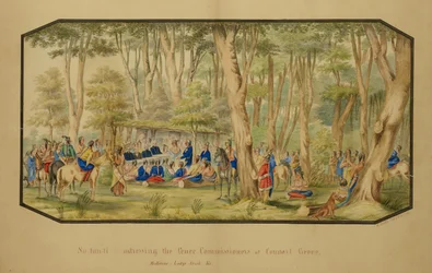 Sa-tan-ti taler til fredskommisjonærene i Council Grove, Medicine Lodge Creek