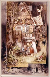 Hans og Grete, eventyr av brødrene Grimm - illustrasjon av Hermann Vogel