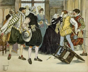 Jean Châtels (1575-1594) attentat 27. desember 1594, da han under en kongelig audiens trengte inn i Gabrielle d