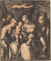 Den hellige familie med hellige [recto]