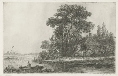 Elvelandskap med fyrtårn