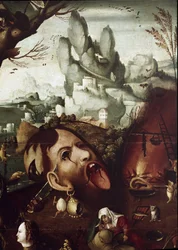 The Temptation of St Anthony (Temptation of St Anthony) Detaljmaleri av Henri Met de Bles dit Civetta (1480-1550) Dim 78,5x97,2 cm Venezia Museo Correr