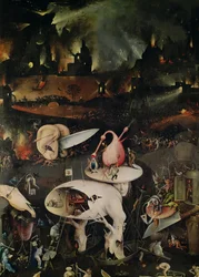 Lystenes hage, Helvete, triptykets høyre fløy, ca. 1500