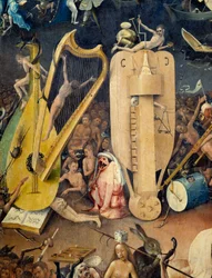 The Hell Detail of the right del av triptych of "The Garden of Terrestrial Delices"" av Hieronymus Van Aken (Aken) dit Jerome Bosch (1450-1516)