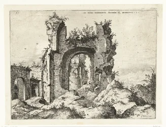 Første utsikt over badene i Caracalla Ex Rvinis Thermarvm Antonii Pii (...) (tittel på objekt) Romerske ruiner (serietittel)