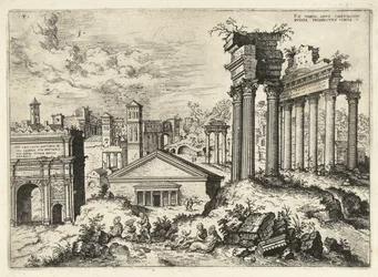 Utsikt over Forum Romanum fra Capitol Ex variis, apvd capitolvm rvinis (...) (tittel på objekt) Romerske ruiner (serietittel)