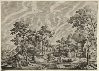 Landskap med et slott til høyre, 1630.