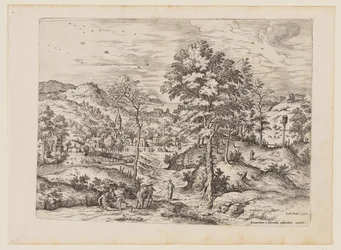 Den barmhjertige samaritan, fra Landskap med bibelske og mytologiske scener