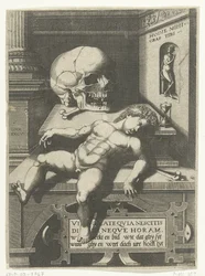 Vanitas-forestilling med barn og hodeskalle (Hodi mihi kras tibi / Today I, tomorrow du)