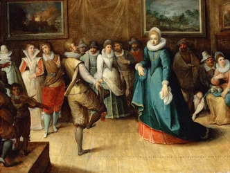 Danseselskap - Hieronymus II Francken (1578-1623). Olje på tre, ca. 1610. Dimensjon : 41,5x54 cm. Kunsthistorisk museum, Vienne