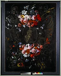 Kartusj med blomster