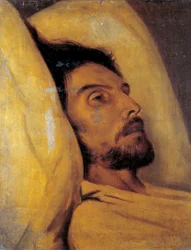 Portrett av journalisten Armand Carel (1800-1836) på hans dødsleie Maleri tilskrevet Paul Delaroche (1797-1856) 1800-tallets søn. 0,46x0,48 m Paris, Musee Carnavalet