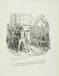 Kom inn, mine damer og herrer. Inne ser dere den berømte litograftoccini-familien ... Frontispiece for quot;Album fra 1824quot;