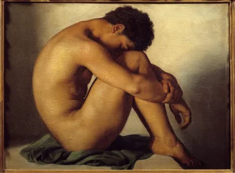 Studie av en naken ung mann, maleri av Hippolyte Flandrin (1809-1864)