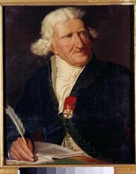 Portrett av Antoine Augustin Parmentier (1737-1813), fransk militærfarmasøyt og agronom Maleri av Hippolyte-Isodore DupuisColson (1820-1862) 1857. Dim. 0,65x0,54 m.