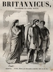 Agripine. Stopp Neron, jeg har to ord å fortelle deg - Britannicus tragedie i fem akter - gravering i "" Works of Jean Racine"" illustrert av Pauquet og notis av Emile de La Bedolliere - 1851