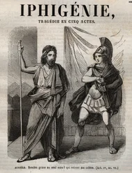Iphigenie tragedie av Jean Racine - gravering i "" Oeuvres de Jean Racine"" illustrert av Pauquet og notis av Emile de La Bedolliere - 1851
