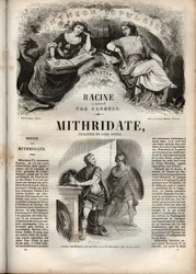 Mithridate-tragedie i fem akter av Jean Racine - gravering i "" Oeuvres de Jean Racine"" illustrert av Pauquet og notis av Emile de La Bedolliere - 1851