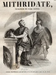 Mithridate tragedie en cinq actes de Jean Racine - engraving in “” Oeuvres de Jean Racine”” illustrated by Pauquet and notice by Emile de La Bedolliere - 1851