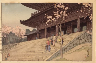 Chionin Temple Gate (farget treblokktrykk)