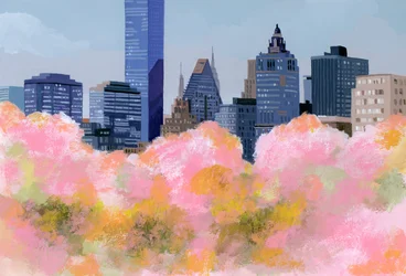 New York og kirsebærblomster, 2016,