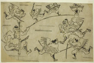 Tengu-kongen trener sine elever, ca. 1690