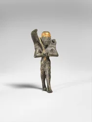 Bevinget guddom, ca. 1300 f.Kr. (bronse, gull)