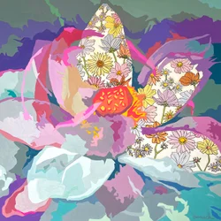 Blomsterabstrakt #10, 2023 (gouache på papir)