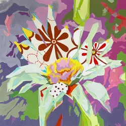 Blomsterabstrakt #1, 2023 (gouache på papir)