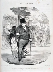 Kunstverk av Honore Daumier (1808-1879). Charivari stammer fra 1849: Serie ALL WHAT YOU WILL “” Det er ikke under imperiet vi ville danset slik!...”” MUSEUM OF FINE ARTS - PALACE LONGCHAMP, MARSEILLE