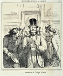 Kunstverk av Honore Daumier (1808-1879). Charivari stammer fra 1865: Serieskisser tatt på Salon La promenade du Critique innflytelsesrike MUSEE DES BEAUX ARTS - PALAIS LONGCHAMP, MARSEILLE